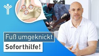 Fuß umgeknickt ⚡️ Soforthilfe Was tun bei Sprunggelenkverletzung  PECHRegel [upl. by Zolner547]