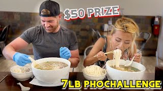 50 PRIZE 7LB PHO CHALLENGE IN RECORD TIME at Pho Bowl and Grill in Oceanside CA RainaisCrazy [upl. by Etnuahs957]