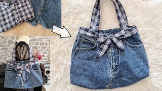 DIY Jeans Bag  Jeans Recycle Tutorial  Make a bag from old Jeans  Jeans Tasche nähen [upl. by Selwyn]