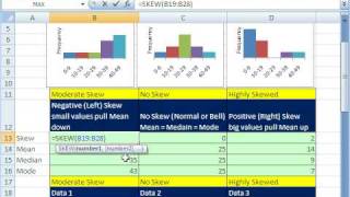 Excel amp Statistics 44 Skew amp SKEW function [upl. by Eiveneg]