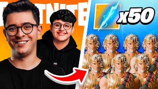 2 YOUTUBERS VS 50 RAIOS NO FORTNITE [upl. by Ellehcil]