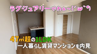 贅沢な広さ😍47㎡超の1LDK賃貸マンションを内見✨松山市のシャーメゾン賃貸物件をルームツアーウィズみきゃん [upl. by Inalem395]