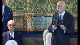 Il Presidente Napolitano alla presentazione dei candidati ai premi quotDavid di Donatelloquot [upl. by Mairem]