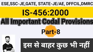 IS 456 2000 code summary part 8 important codal provisionsRCC recommendations in civil engineering [upl. by Ahsienom313]