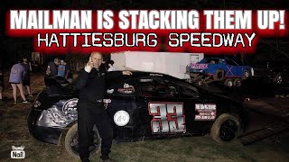 Hard Racing in Lap Traffic at Hattiesburg Speedway [upl. by Tamarra]