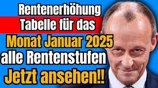 Rentenerhöhungen 2025 Vollständige und offizielle Tabelle allen Rentenstufen auch für Invaliden [upl. by Valerie]