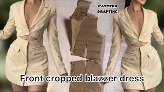 Cropped blazer dress tutorial pattern drafting [upl. by Jessee]