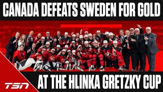 Canada captures gold at Hlinka Gretzky Cup with victory over Sweden [upl. by Ellivro]