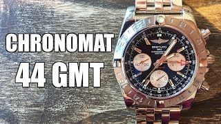 Breitling Chronomat 44 GMT Automatic Chronograph Review AB042011  Perth WAtch 196 [upl. by Nnylaf]