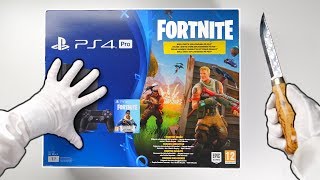 PS4 quotFORTNITEquot CONSOLE UNBOXING Playstation 4 Pro Fortnite Battle Royale Bundle  Bomber Skin [upl. by Browne]