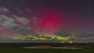 Timelapse Noorderlicht 26 februari 2023 langs de Friese Waddenkust [upl. by Anuait271]