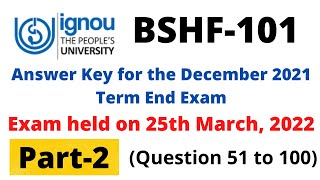 BSHF101 Ans Key for the exam held on 25032022 Foundation Course in Humanities and Social Science [upl. by Hatcher]