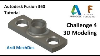 Autodesk Fusion 360 Tutorial  3D Solid Part Challenge 4 [upl. by Abey]