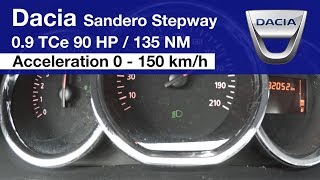 Dacia Sandero Stepway 09 TCe 90 Acceleration 0  150 kmh [upl. by Nolur505]