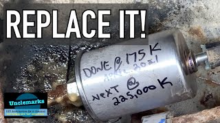 How to change replace fuel filter Buick LeSabre Park Ave EP 197 [upl. by Nnylyt]