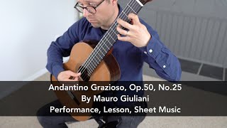 Andantino Grazioso No25 Op50 by Giuliani and Lesson for Classical Guitar [upl. by Gene]