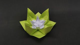 Origami Lotusblume  Seerose falten  easy origami lotus flower  how to make paper flowers [upl. by Guerra]