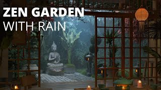 ZEN GARDEN AMBIANCE With Relaxing Light Rain Sounds  Rain Ambience  8 HOURS [upl. by Seys]