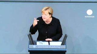 Merkel defends budgetary record over euro crisis [upl. by Bonilla]