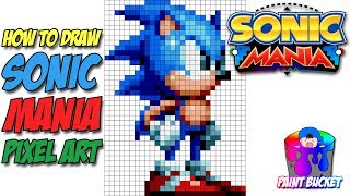 How to Draw Sonic the Hedgehog  Sonic Mania Pixel Art Drawing Tutorial [upl. by Aitnahc920]