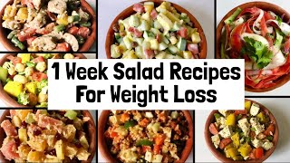 7 Healthy amp Easy Salad Recipes For Weight Loss  1 week Veg Lunch amp Dinner Ideas to Lose Weight [upl. by Ritch198]