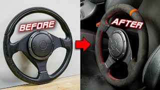 AMAZING Steering Wheel Transformation with MicroSuede Rewrap  Install amp Review [upl. by Snilloc]