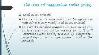 Uses Of Magnesium Oxide  Uses Of Metal Oxides  Compounds Of Metals [upl. by Irem556]