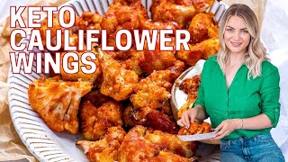 Baked Buffalo Cauliflower Wings Recipe – How To Make Keto Cauliflower Bites [upl. by Cale169]