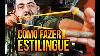 COMO FAZER UM ESTILINGUE  Bodoque atiradeira baladeira slingshot [upl. by Eciened445]