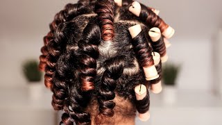 How To  Medium Perm Rod Set w Mousse  Natural Hair [upl. by Yadseut]