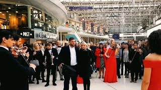 Best Marriage Proposal Ever  Flash Mob Engagement Surprise Orchestra Waterloo Station [upl. by Yzzo]