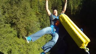 Bungee Jump BROKEN CORD PRANK GoPro held in hand and bridge view [upl. by Asiat]