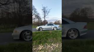 Widebody Mercedes SL500 with HUGE exhaust revving [upl. by Enohpesrep]