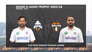 Live  Faisalabad vs Karachi Whites  Day 2  The Final  QuaideAzam Trophy 202324  PCB [upl. by Silvers]