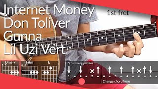 His amp Hers Internet Money Don Toliver Gunna Lil Uzi Vert Guitar Tutorial  Tab Chords Strum [upl. by Eeralav291]