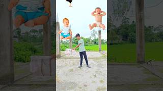 Flying crying babies Catching vs hen parrot amp puppy amp yellow lizard funny short comedy [upl. by Sabian]