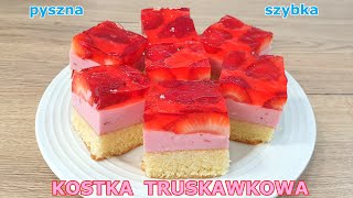 Przepyszna Kostka Truskawkowa na jogurcie 🍓 szybkie i proste ciasto z truskawkami na każdą okazję 👍 [upl. by Turro]