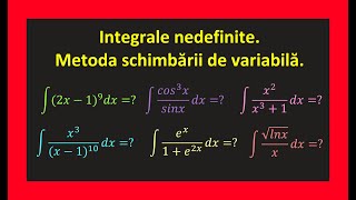 Integrale nedefinite metoda schimbarii de variabila exercitii clasa a 12 aInvata Matematica Usor [upl. by Koy71]