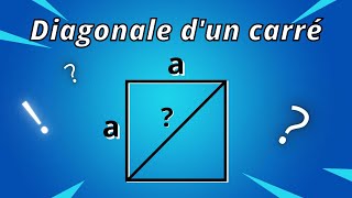 Calcul de la diagonale dun carré  théorème de Pythagore [upl. by Broeder]