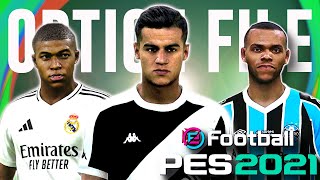 OPTION FILE PES 2021 AGOSTO2024  ATUALIZAÇÃO PARA TEMPORADA 2025 COM UNIFORMES E TRANSFERÊNCIAS [upl. by Anaigroeg131]