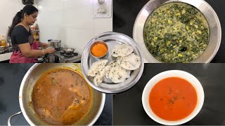 Wednesday  Cooking Vlog  Tomato Soup  Instant Kanchipuram Idli  Keerai Kottu  Vathakuzhambu [upl. by Doehne446]