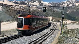 Trains along the Gornergrat Mountain Railway in Zermatt [upl. by Adnical]