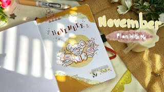 PLAN WITH ME  November Bullet Journal Spread 2023  Light Acadamia 🐻 [upl. by Ahslek]