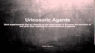 Medical vocabulary What does Uricosuric Agents mean [upl. by Naasah988]