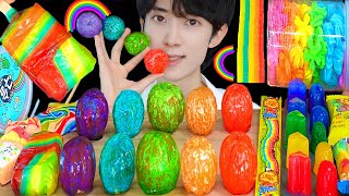 ASMR ICE CREAM RAINBOW DESSERT PARTY 레인보우 디저트 무지개 아이스크림 젤리 먹방 JELLY CANDY MUKBANG EATING SOUNDS [upl. by Sparke]