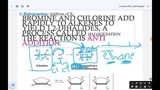 Reactions of Alkene till Hydoahalogenation   Organic Chemistry تفاعلات الألكين Lec 1 p3 [upl. by Lynnelle]