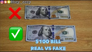 US 100 Bill Real vs Fake Comparison How to tell if an One Hundred Dollar Bill is realcounterfeit [upl. by Leribag]