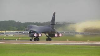 Rockwell B1 Lancer Nuclear Bomber take off RAF Fairford 9June2017 643a [upl. by Iniretake]