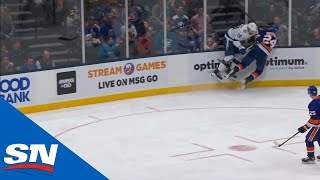 Luke Witkowski Rocks Scott Mayfield Hard Into Boards [upl. by Theodor670]