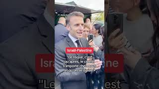 Emmanuel Macron interpellé en pleine rue sur la situation entre Israël et la Palestine Images BRUT [upl. by Bahe984]